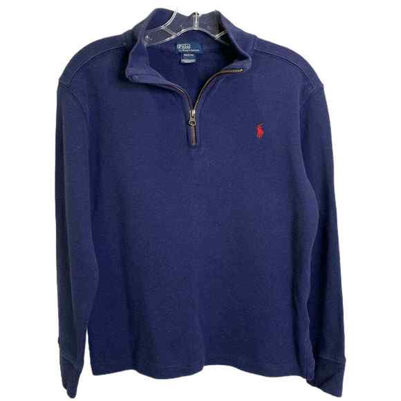 Ralph Lauren Other - Polo By Ralph Lauren Boy's Sweater Navy Polo Pony Mock Neck 1/4 Zip M